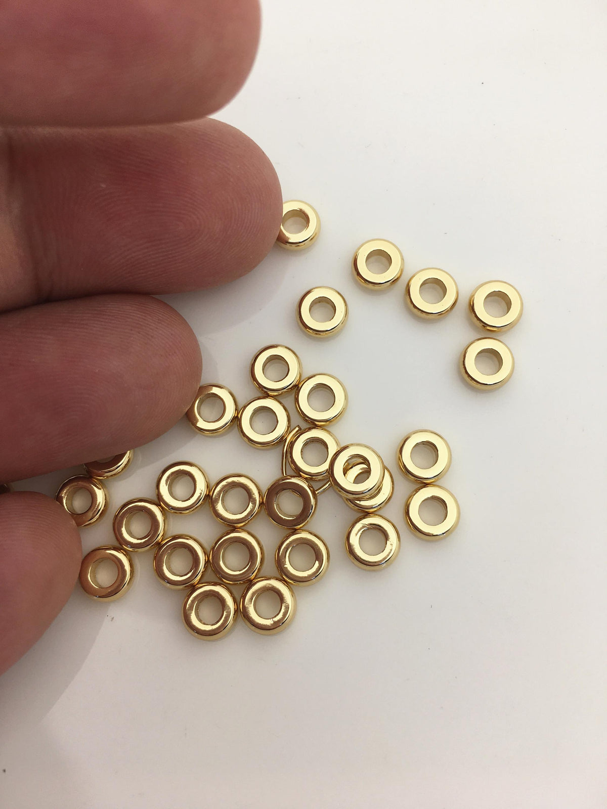50pcs 6*2*2.8mm Yellow Gold Plated Spacer Rondelle Beads,copper plated 18k solid gold,AAL-003-5