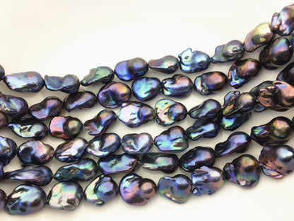 15.5'' AAA 13-17mm Black Green Blue Rainbow flame ball pearl,FL15-3A-7-6