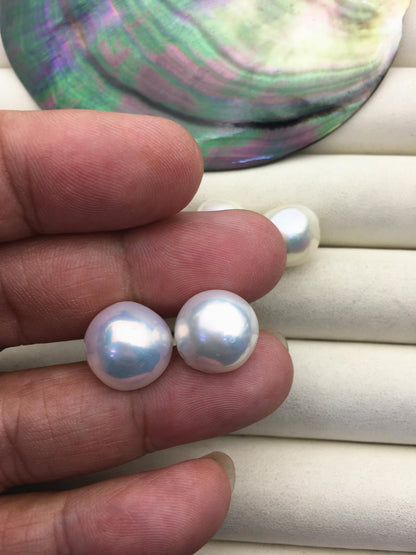 High Luster!1 pair AAA 13-14mm Mabe Half Ball Freshwater Pearl stud earrings,SE3-022-3