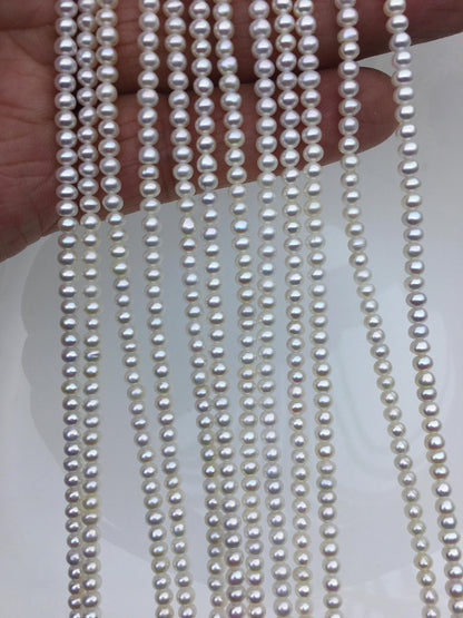 AAA 3-3.5mm tiny white button round freshwater pearls,nucleus pearl,Rondelle pearl Beads,SM3-3A-31
