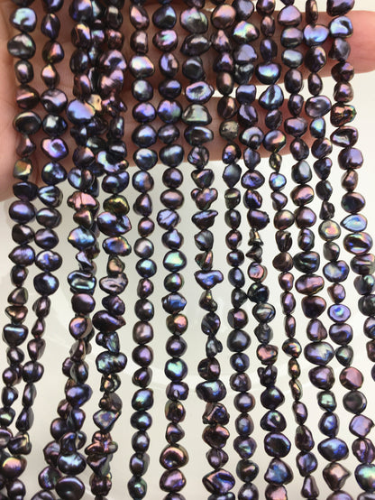 AAA 5-6mm Small Black Rainbow Keshi Freshwater Pearls,ZS-130-5