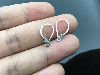 925 sterling silver ear hook with loop, leverback earrings hooks, Euro earwires, hooks findings, DIY earrings jewelry, ASL-ER-011