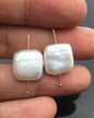 1 pair AA+ 12-14mm White Square Shape Freshwater Pearl White loose Beads Piar,wholesale,ZS-103-37-3