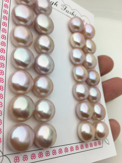 1 pair AAA 12.5-13mm purple big button round freshwater pearls pair,BTN12-T3
