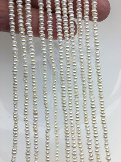 AA+ 3-3.5mm white button potato seed freshwater pearls, seed pearl, for pearl necklace, for pearl bracelet, CR3-2A-4