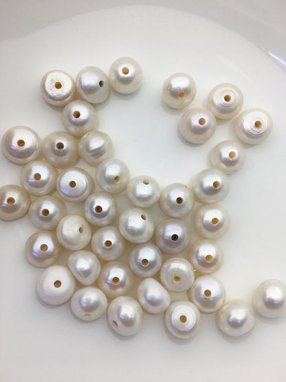 15pcs Very Big AA+ 13-14mm white button freshwater pearls,2mm hole,Rondelle pearl Beads,pearls for leather,SM13-T5