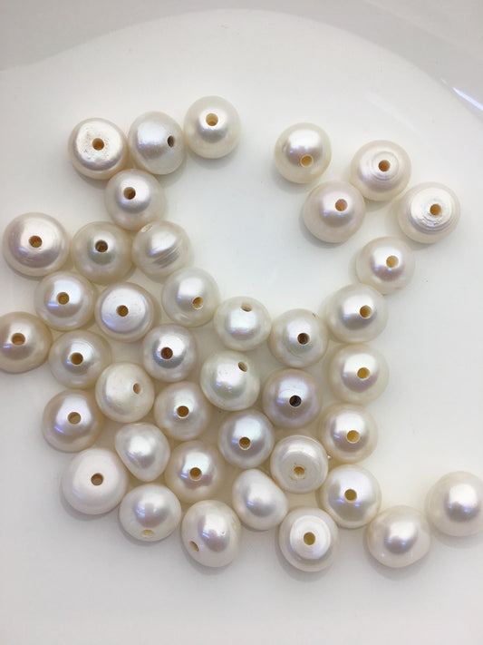 15pcs Very Big AA+ 13-14mm white button freshwater pearls,2mm hole,Rondelle pearl Beads,pearls for leather,SM13-T5