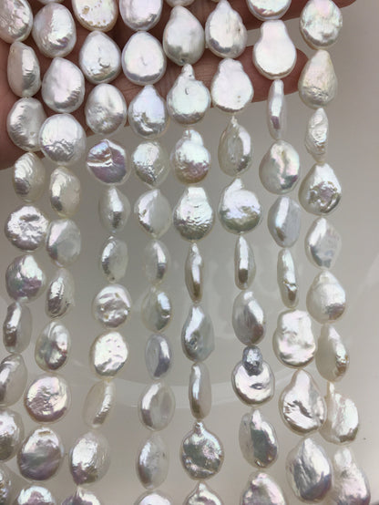 AA 12-13mm White Coin freshwater pearls,diy bead,flat round pearl bead,COIN12-2A-2-20