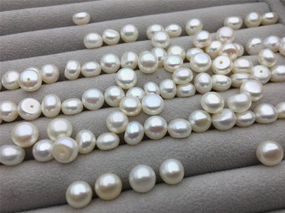 10pcs AAA 7.5-8mm high luster button round freshwater pearl,half drilled,BTN7-4A-1-4