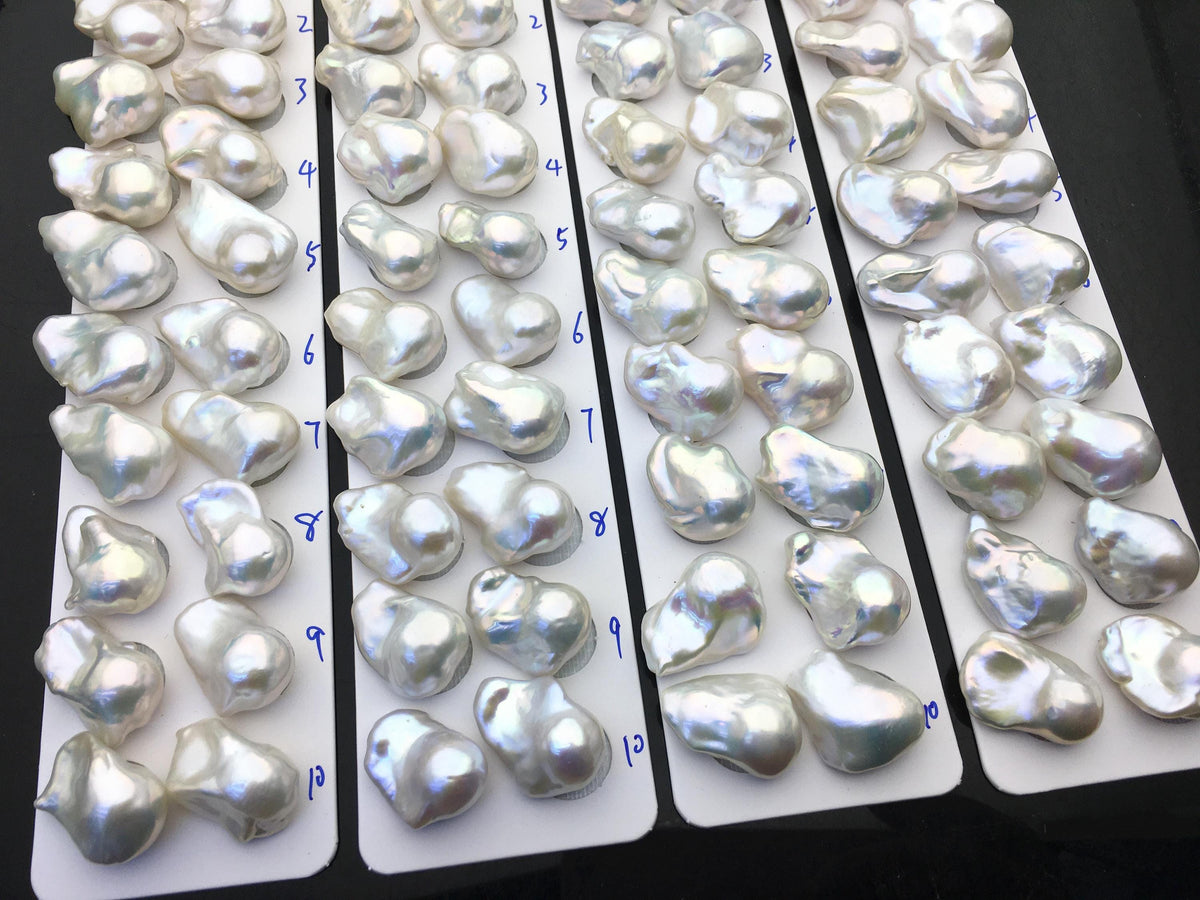 1 pair AAA 15-18x20-27mm White Flame ball Pearl Pairs - large Baroque freshwater pearl pairs, Fire Ball Pearl, FL15-3A-8-32