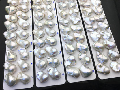 1 pair AAA 15-18x20-27mm White Flame ball Pearl Pairs - large Baroque freshwater pearl pairs, Fire Ball Pearl, FL15-3A-8-32