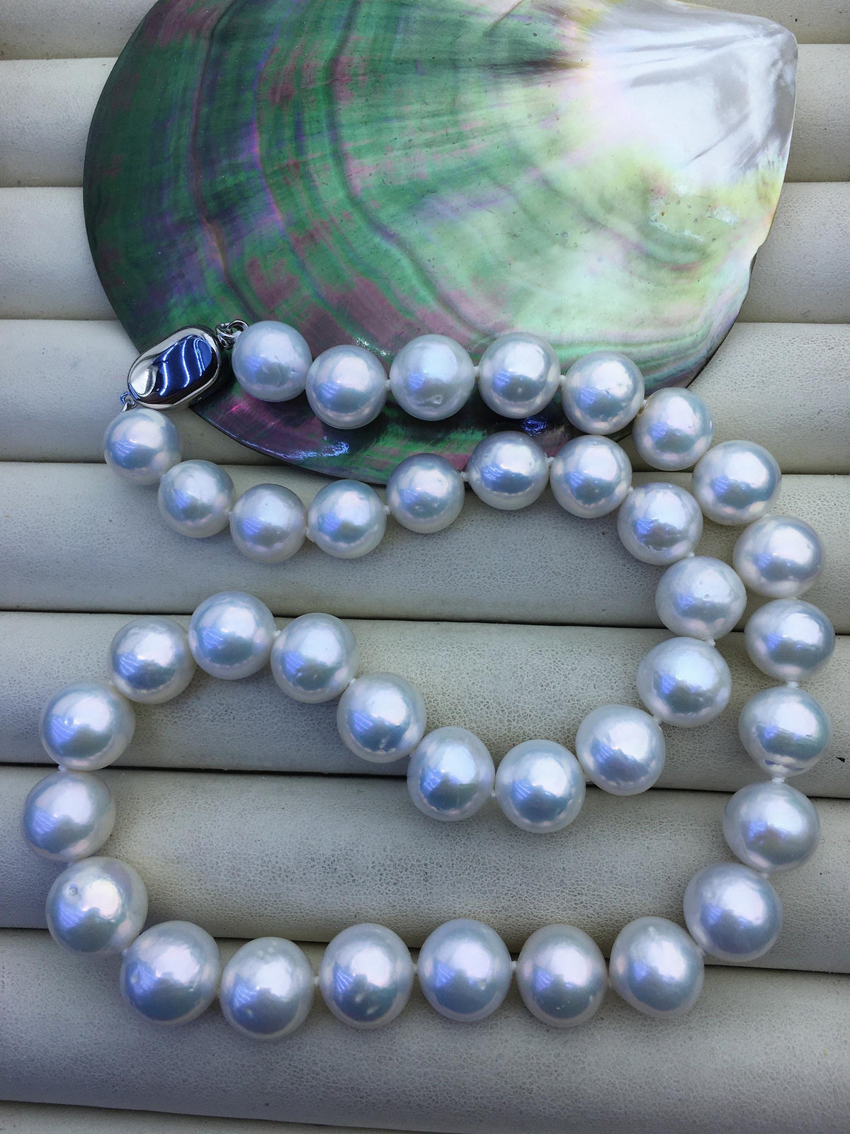 17.5 inches AA+ 10-12mm white round Pearl necklace,genuine freshwater Pearl necklace,Natural Pearl Necklace,NPN1-060
