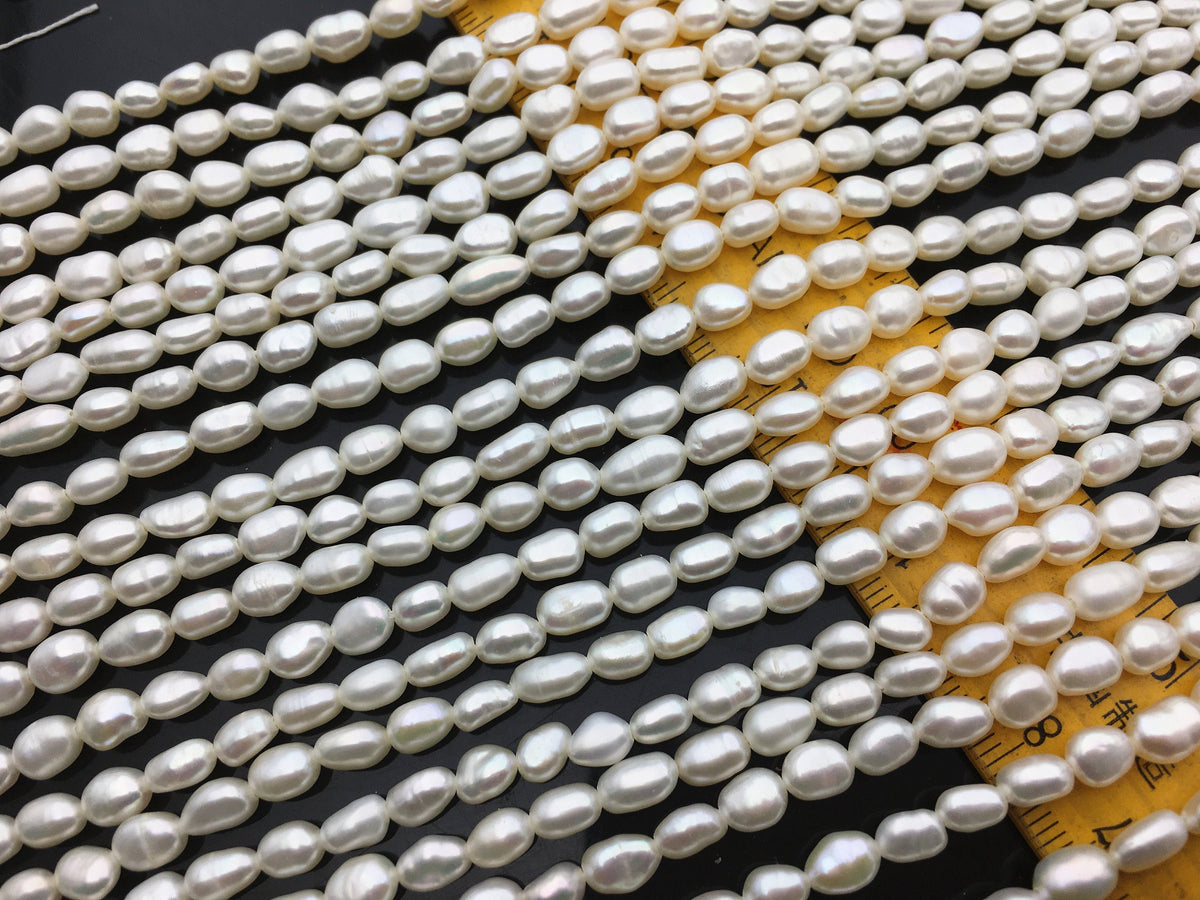 AA+ 4.5-5mm white THICK nugget freshwater pearls,irregular nugget freshwater pearl strand,LM4-2A-7