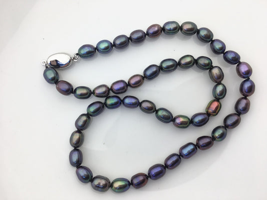 17.5'' AA+ 6-7mm green rice freshwater Pearl necklace,NPN1-T35
