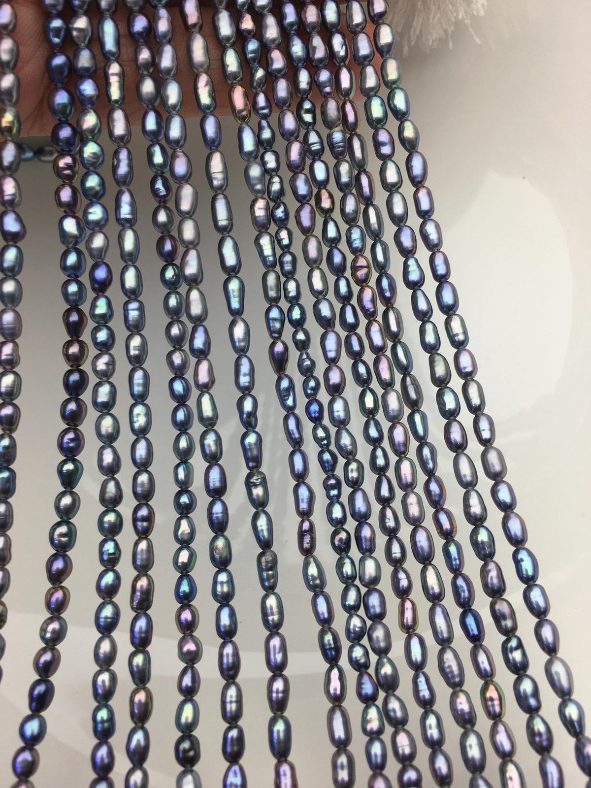 AAA 3-3.5mm black blue rainbow rice pearls, full strand, oval loose pearl beads, diy pearl, ultured pearl, diy pearl beads, LR3-3A-37