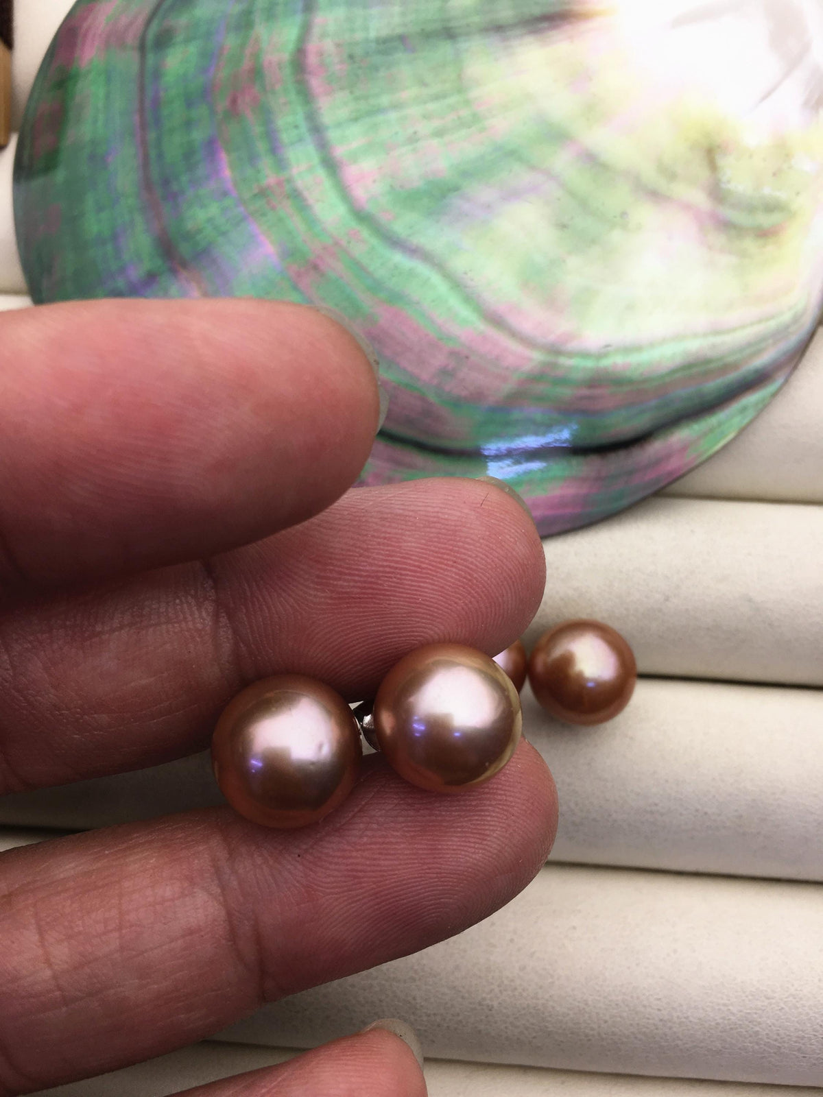 1 pair AAA 11-12mm natural color round edison pearl stud earrings,SE3-T9-32