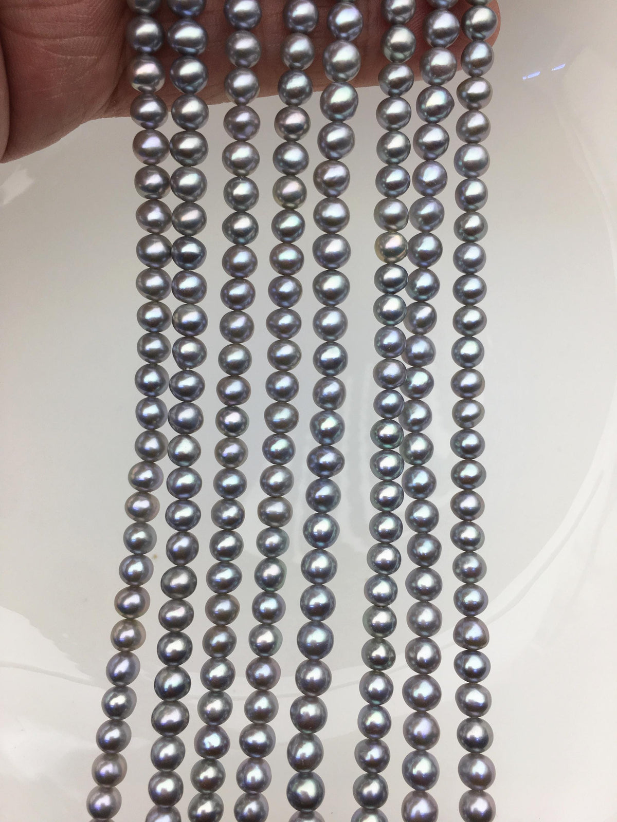 AAA 5-5.5mm gray near round freshwater pearls,RP5-3A-20