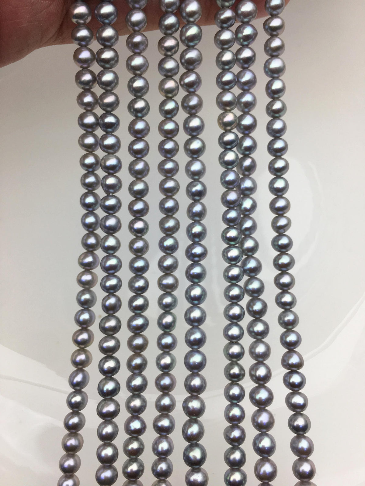AAA 5-5.5mm gray near round freshwater pearls,RP5-3A-20