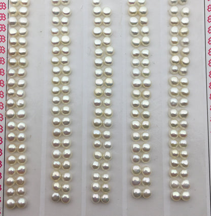 AAA 3.0-3.5mm Seed Button freshwater Pearls, 3A, white color pearl stud earrings pearl, real pearl earring material, half drilled, BTN3-4A-1-1