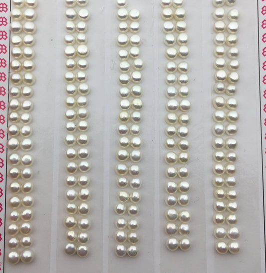 AAA 3.0-3.5mm Seed Button freshwater Pearls, 3A, white color pearl stud earrings pearl, real pearl earring material, half drilled, BTN3-4A-1-1