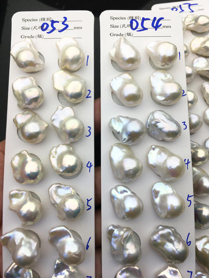 1 pair AAA 13-16x19-25mm White Flame ball Pearl Pairs - 0.9mm top half hole, large Baroque freshwater pearl pairs, FL15-3A-8-39