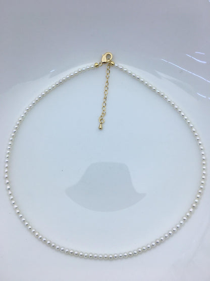 16+2'' AAA 3-3.5mm white tiny small near round pearl choker Necklace, Wedding Necklace, wholesale, NPN1-T1