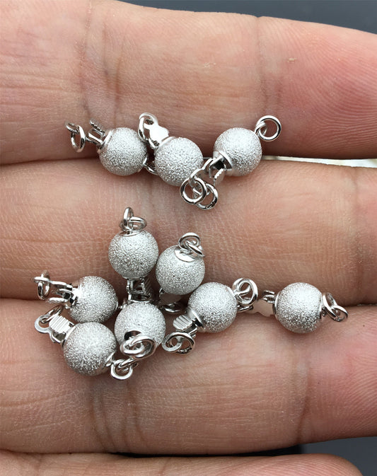 6/8/10mm Sterling Silver Frosted Bead Safety Clasp,S925 sterling silver,Select Size,WHOLESALE,ASL-CL-003