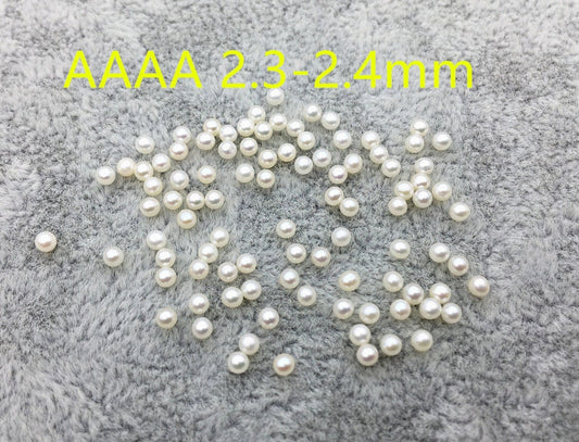 AAAA 2.3-2.4mm white round seed freshwater pearls,no hole,tiny pearl supply,good quality,through hole,RP2-4A-2