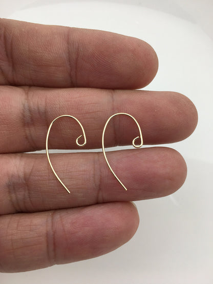 3 pairs 12x20mm 14k goldfilled Simple Dangle Earrings, 0.64mm diameter, DIY earrings jewelry,AGF-ER-009