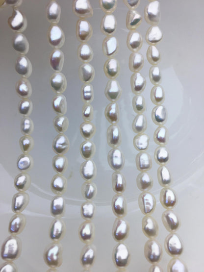 AA+ 6.5-7.3mm white nugget freshwater pearls,irregular nugget freshwater pearl strand,LM7-T4
