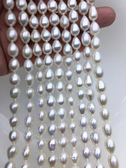 AAA- 7.3-8mm*9-11mm white Teardrop freshwater pearls,oval loose pearl beads,diy pearl,genuine freshwater pearl,LR8-T6