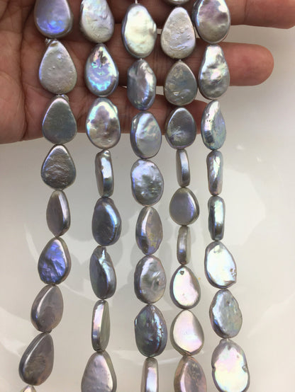 AA 13-14mm Gray Drop Coin freshwater pearls,diy bead,flat round pearl bead,ZS-T49