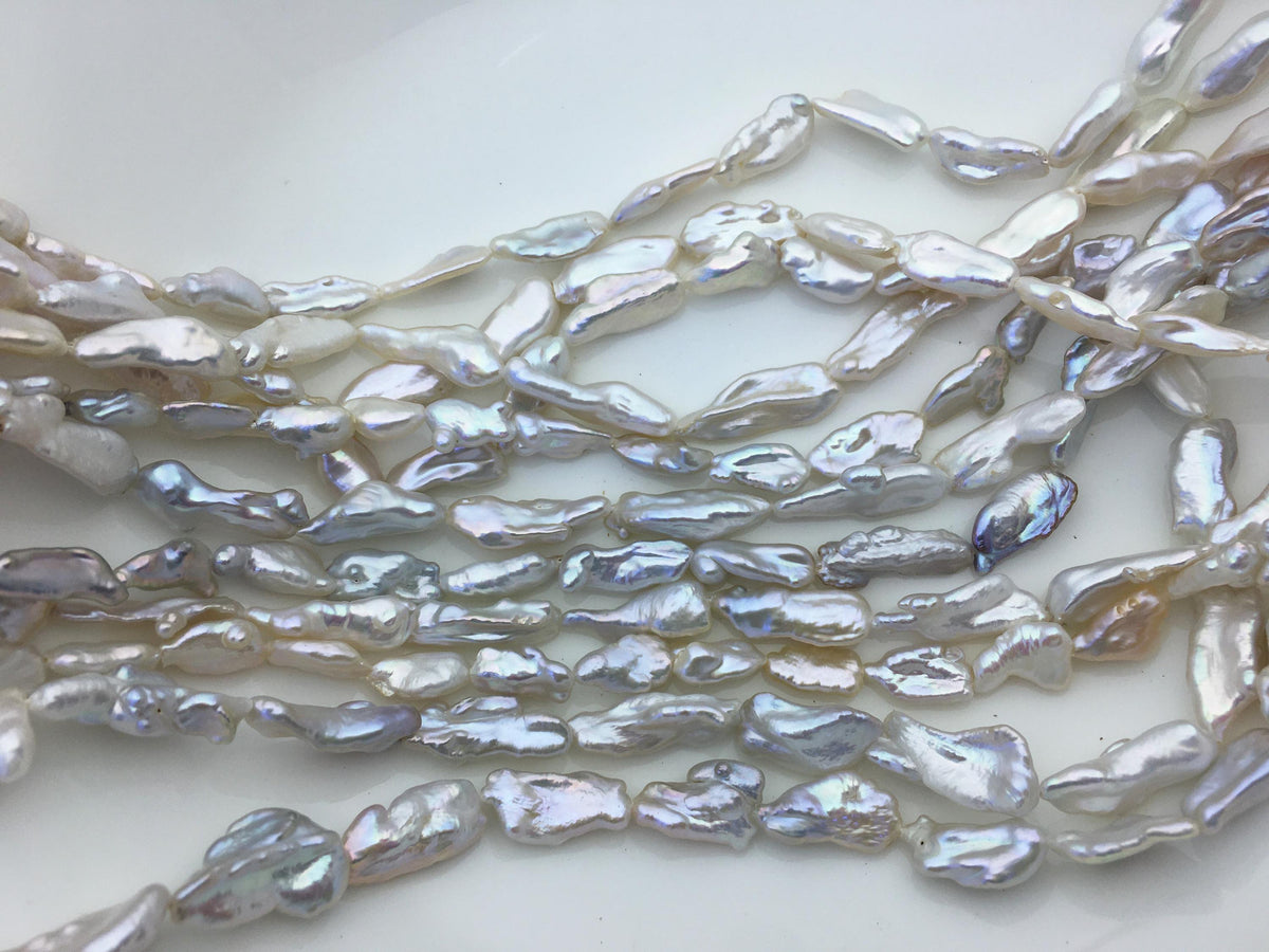 AAA 5-9mm white Keshi Biwa Pearl Necklace,ZS-200-120-19
