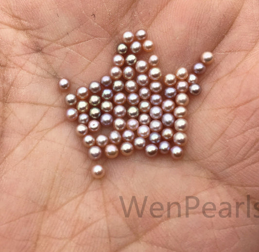 AAA 2-2.3mm purple round seed freshwater pearls,half hole,tiny pearl supply,good quality,no hole,through hole,RP2-3A-9