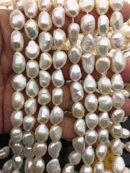AA 9.5-10.4x12-14mm white LONG nugget pearls,Loose Pearls Bulk Supplies,Cultured Pearl Beads,,LM10-2A-18