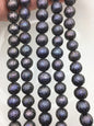 15.5'' AAA 11-13mm Black Round Carved Freshwater Pearl - Hand Carved - CAC-T24