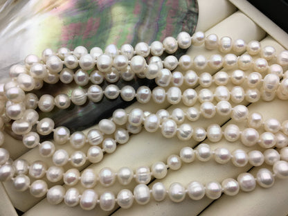 47'' AA+ 6mm white potato freshwater pearl Necklace,NPN1-054