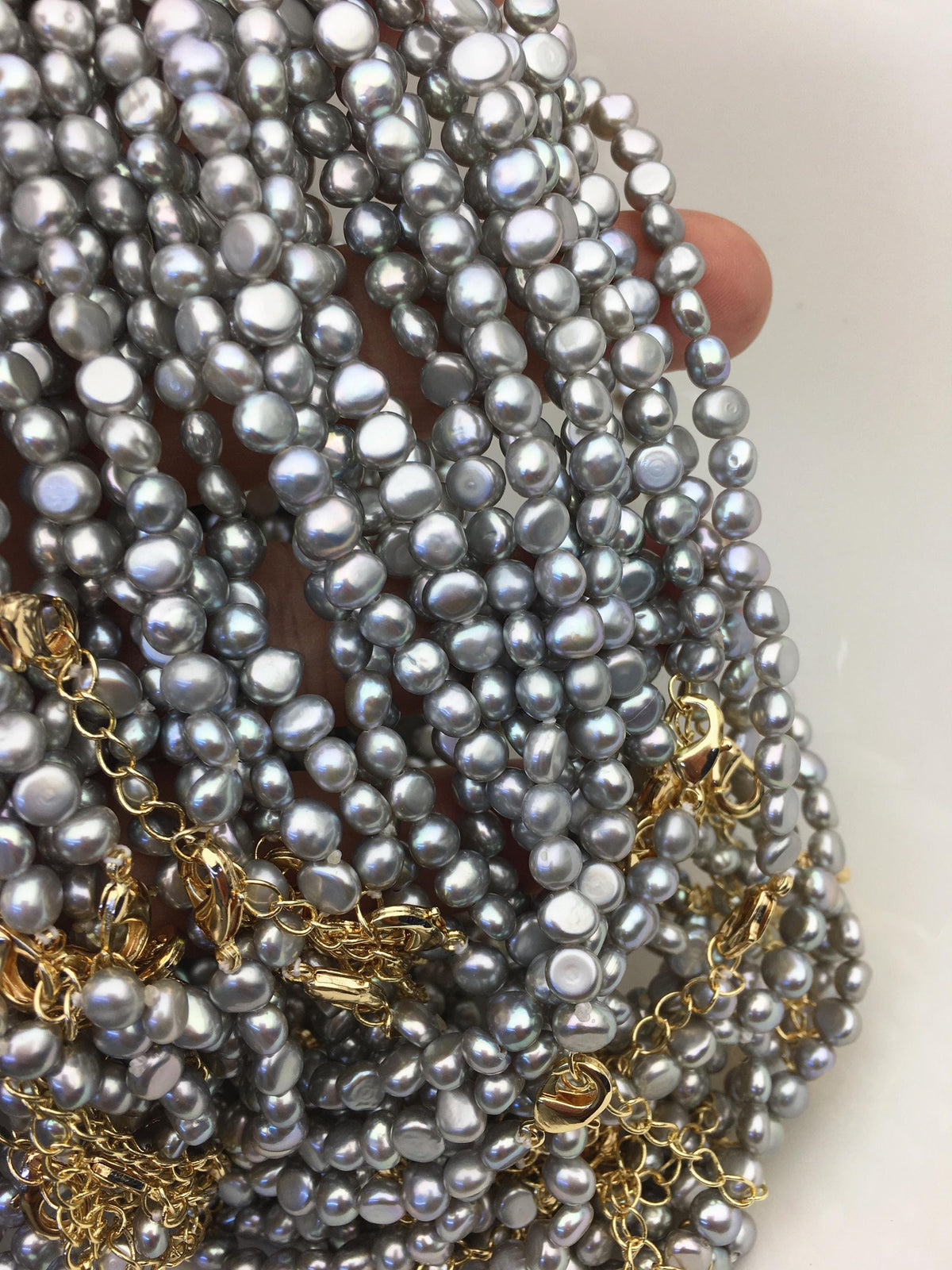 1pc AAA+ 16+2'' 5-6mm Gray Nugget Pearl necklace,pearl necklace, NPN1-029