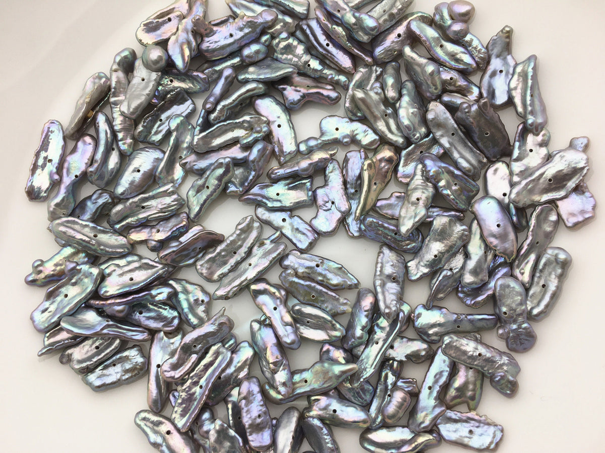20pcs AA+ 6-8mm Gray Keshi Biwa keshi Freshwater Pearl,0.7mm center drill hole,ZS-T17