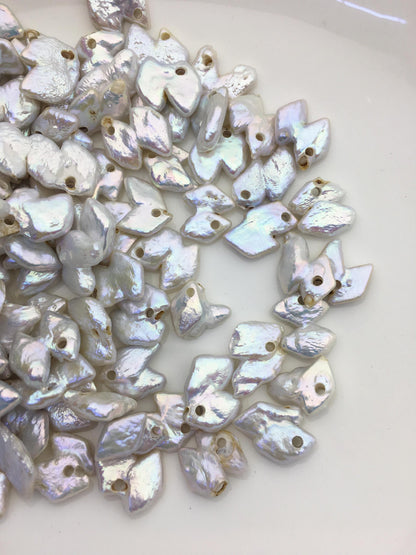 20pcs AA 11-15mm white diamond freshwater pearls,2.2mm top large big hole,ZS-103-12