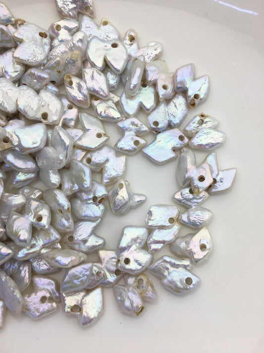 20pcs AA 11-15mm white diamond freshwater pearls,2.2mm top large big hole,ZS-103-12