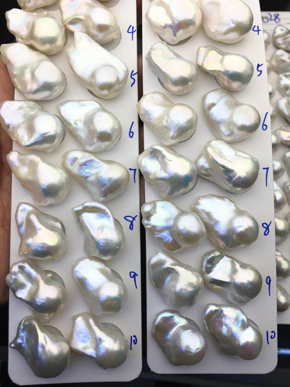 1 pair AAA 15-18x20-27mm White Flame ball Pearl Pairs - large Baroque freshwater pearl pairs, Fire Ball Pearl, FL15-3A-8-32