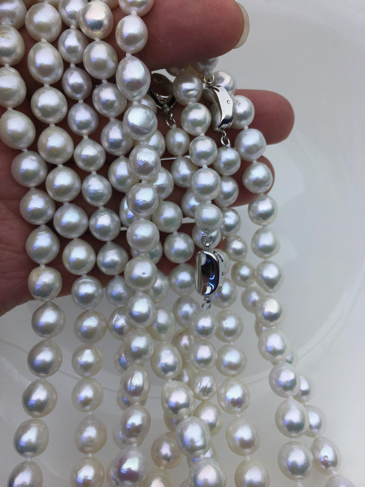 High Luster!17.5'' AAA 8-10mm white baroque drop edison freshwater Pearl necklace, genuine Natural Pearl Necklace, NPN1-T30-2