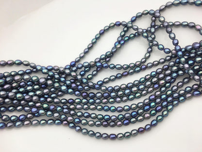 AAA 4-4.5mm black blue rice freshwater pearls,LR4-3A-45