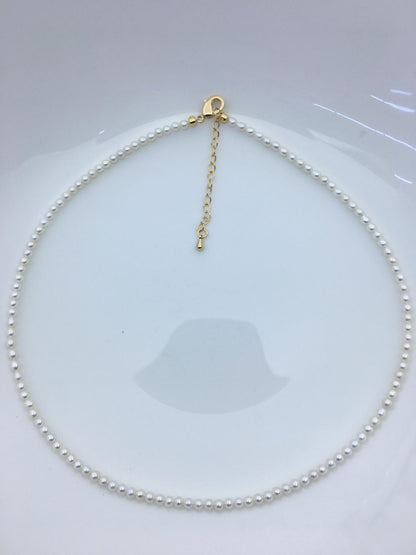 16+2'' AAA 3-3.5mm white tiny small near round pearl choker Necklace, Wedding Necklace, wholesale, NPN1-T1