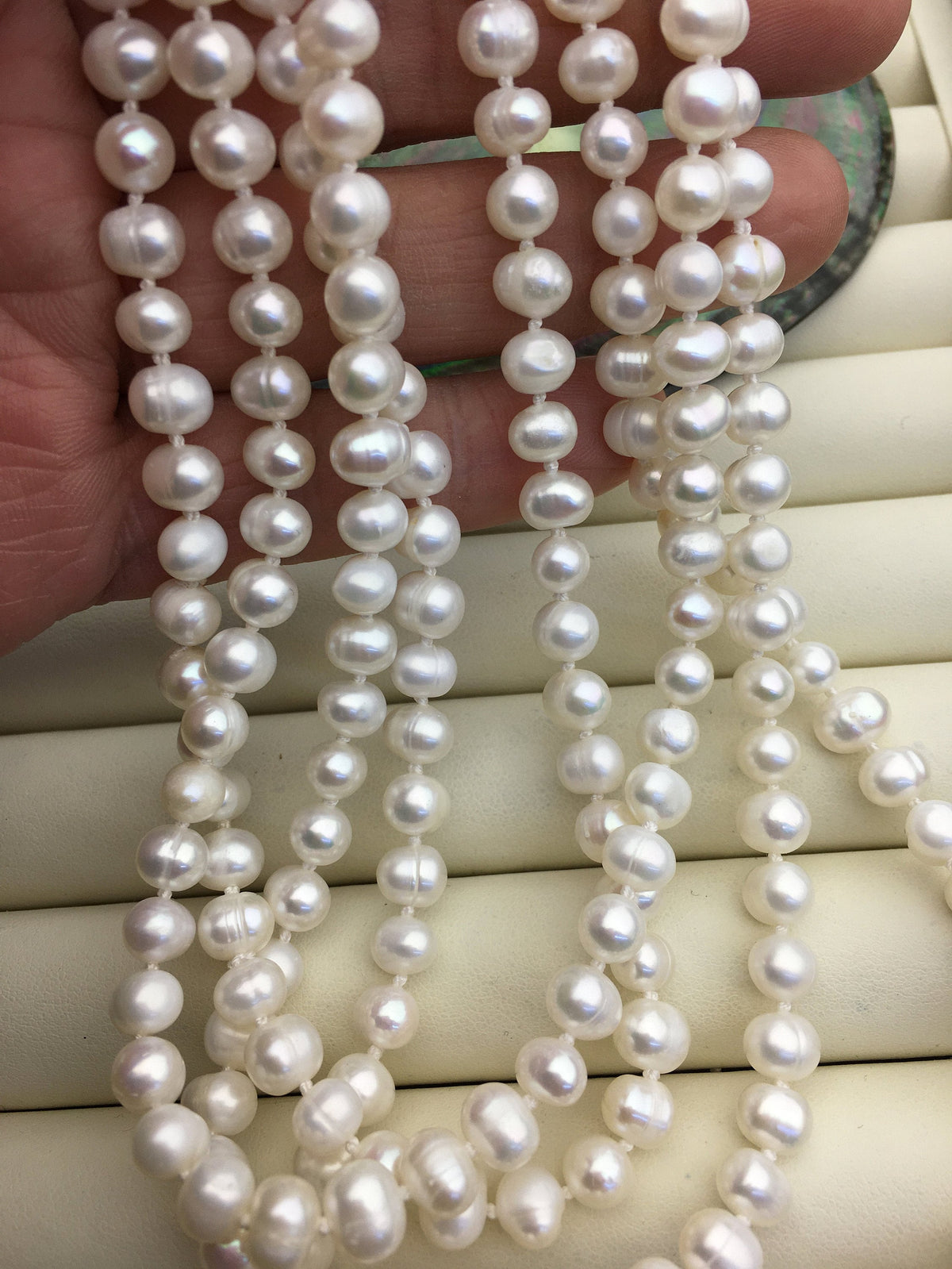 57'' AA+ 6mm white potato pearl Necklace,white Pearl necklace,NPN1-069