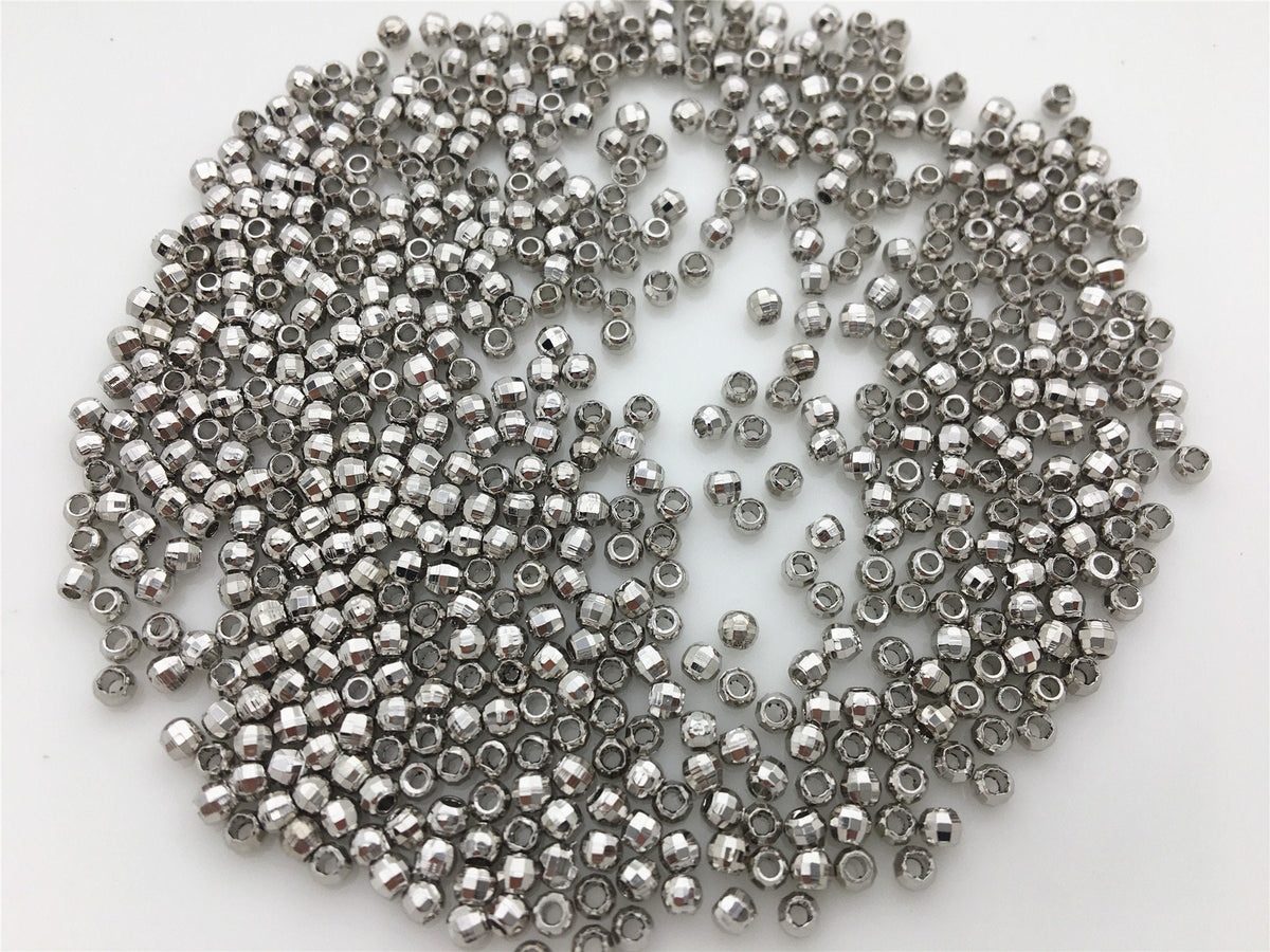 High Quality!100pcs 2.5mm/3mm Silver Color Plated Faced Round Beads,AAL-014