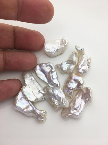 9pcs AAA 11-18mm big white biwa keshi Freshwater Pearls, no hole,ZS-80-1-5