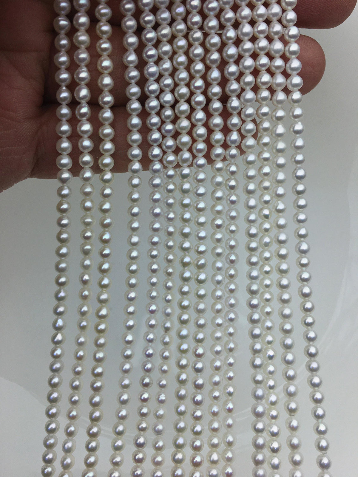 AAA 3.5-4mm* 3-5mm white oval rice pearls,full strand,genuine pearl,Cultured pearl,diy pearl beads,LR3-3A-34