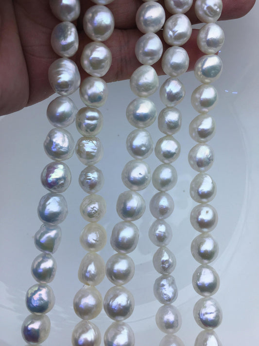 1 strands AA+ 9-11mm white baroque near round Edison Freshwater Pearl,ED12-2A-5-49